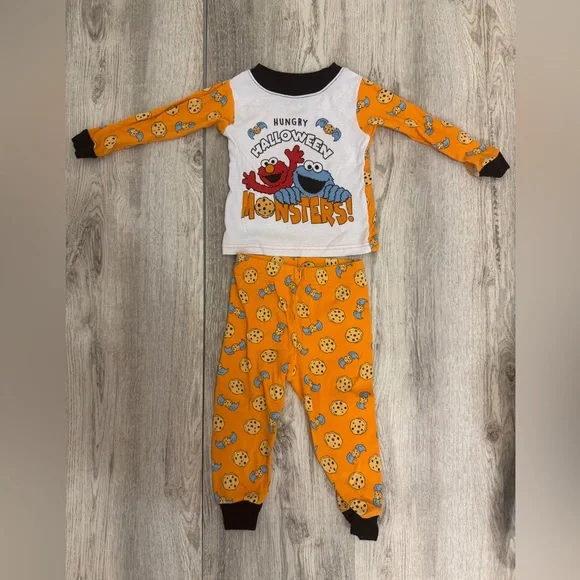 Sesame Street Halloween Pajama Set - Orange and White - Picture 1 of 7